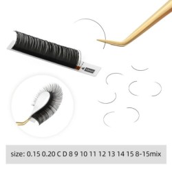 NAGARAKU Flat Ellipse Eyelash Split Tips matt szürke fekete színű szuper puha gyengéd természetes szempilla hosszabbító lapos fo