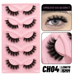 GROINNEYA Cat Eye Lashes Faux Mink Szempilla Természetes hosszú Szárnyas Vég Szem Megnyújtott Szempilla Faux Cils Szempilla Hoss