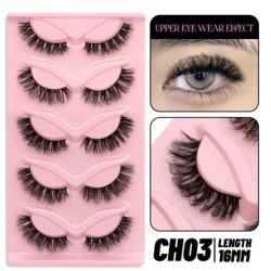 GROINNEYA Cat Eye Lashes Faux Mink Szempilla Természetes hosszú Szárnyas Vég Szem Megnyújtott Szempilla Faux Cils Szempilla Hoss