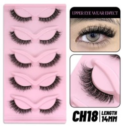 GROINNEYA Cat Eye Lashes Faux Mink Szempilla Természetes hosszú Szárnyas Vég Szem Megnyújtott Szempilla Faux Cils Szempilla Hoss