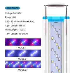 Szupervékony LED-es akváriumi ledlámpa RGB vízinövény-világító 18-58 cm-es kihúzható kapocs akvárium 90-260V színes lámpákhoz