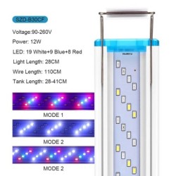 Szupervékony LED-es akváriumi ledlámpa RGB vízinövény-világító 18-58 cm-es kihúzható kapocs akvárium 90-260V színes lámpákhoz