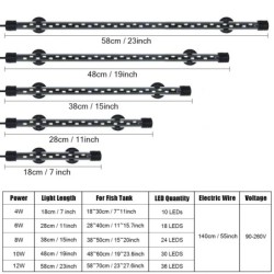 Akvárium világítás LED növénytermesztő lámpa vízálló akvárium lámpa 18-58cm Víz alatti akvárium dekor világítás 90-260V 5730chip