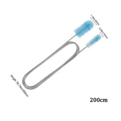 90/155/200 cm-es akváriumtisztító kefe a tömlő levegőcsőhöz, rozsdamentes acél, rugalmas, kétvégű csőkefe akvárium-tartozékok