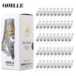 QUELLE 50 DB eldobható steril tetováló tűk RL/RLT (0,30 mm) Revolution kazetta tetováló gépekhez Smink Body Art tetoválás