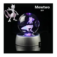 Pokémon Crystal Ball 3D játékok Snorlax Mewtwo Pikachu figurák Pokémon gravírozású modell LED fényalappal Gyerekeknek ajándék gy