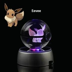 Pokémon Crystal Ball 3D játékok Snorlax Mewtwo Pikachu figurák Pokémon gravírozású modell LED fényalappal Gyerekeknek ajándék gy