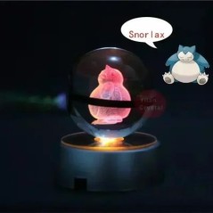 Pokémon Crystal Ball 3D játékok Snorlax Mewtwo Pikachu figurák Pokémon gravírozású modell LED fényalappal Gyerekeknek ajándék gy