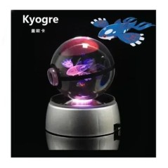 Pokémon Crystal Ball 3D játékok Snorlax Mewtwo Pikachu figurák Pokémon gravírozású modell LED fényalappal Gyerekeknek ajándék gy