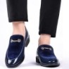 Férfi Cipők Party Fekete Patent Cipő Férfi Elegáns Olasz Cipők Férfi Slip on Loafers Férfi Plus Size Point orrú bársonycipő