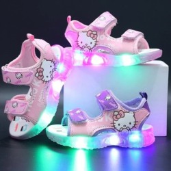 2024 nyár Új baba Led Light Lányszandál Aranyos Hello Kitty Gyerek Alkalmi Cipők Csúszásgátló Gyerek Strandcipők Szabadtéri Cipő