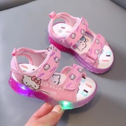 2024 nyár Új baba Led Light Lányszandál Aranyos Hello Kitty Gyerek Alkalmi Cipők Csúszásgátló Gyerek Strandcipők Szabadtéri Cipő