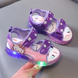 2024 nyár Új baba Led Light Lányszandál Aranyos Hello Kitty Gyerek Alkalmi Cipők Csúszásgátló Gyerek Strandcipők Szabadtéri Cipő