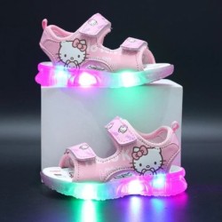 2024 nyár Új baba Led Light Lányszandál Aranyos Hello Kitty Gyerek Alkalmi Cipők Csúszásgátló Gyerek Strandcipők Szabadtéri Cipő