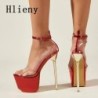 Hlieny Summer Sexy PVC Transparen Open Peep Toe Platform magas sarkú csatos pántos szandál Női éjszakai klub pole tánccipő