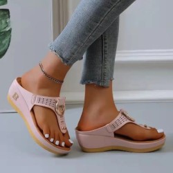 Női Új nyári szandál Nyitott orrú Strandcipők Flip Flop ékek Kényelmes papucsok Aranyos szandálok Chaussure Femme Plu Méret 35-4