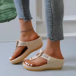 Női Új nyári szandál Nyitott orrú Strandcipők Flip Flop ékek Kényelmes papucsok Aranyos szandálok Chaussure Femme Plu Méret 35-4