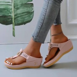 Női Új nyári szandál Nyitott orrú Strandcipők Flip Flop ékek Kényelmes papucsok Aranyos szandálok Chaussure Femme Plu Méret 35-4