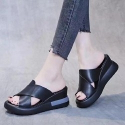 2022 nyári Wedge Platform Szandálok Divat Retro Romen Strandcipők Női Alkalmi Peep Toe Puha Kényelmes Sandalias De Mujer