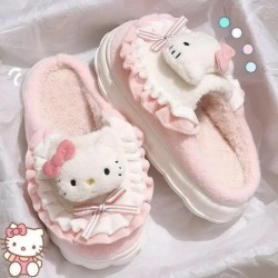 Sanrio My Melody Hello Kitty Kuromi Pamut Papucs Rajzfilm Aranyos Téli Beltéri Otthon Papucs Vastag Talp Melegen Tartsa Pamut ci