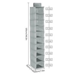 10 rétegű akasztós tárolótáska, összecsukható helytakarékos ruhák sapka cipő rendszerező összecsukható gardrób különféle cikkekh