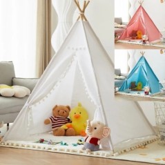 Hordozható gyereksátrak Tipi Játszóház Gyerekek Pamutvászon Indiai Játszósátor Wigwam Child Little Beach Teepee Party szoba deko