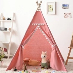 Hordozható gyereksátrak Tipi Játszóház Gyerekek Pamutvászon Indiai Játszósátor Wigwam Child Little Beach Teepee Party szoba deko