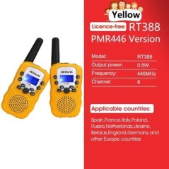 RETEVIS RT388 Walkie Talkie Gyermek 2 db Gyerek rádióvevő Walkie Talkie gyerekek Születésnapi Ajándék Gyermekjátékok Fiúknak Lán