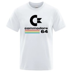 Laza férfi pólók Summer Commodore 64 Print póló C64 SID Amiga Retro Cool Design Street rövid ujjú felső póló pamut ruházat