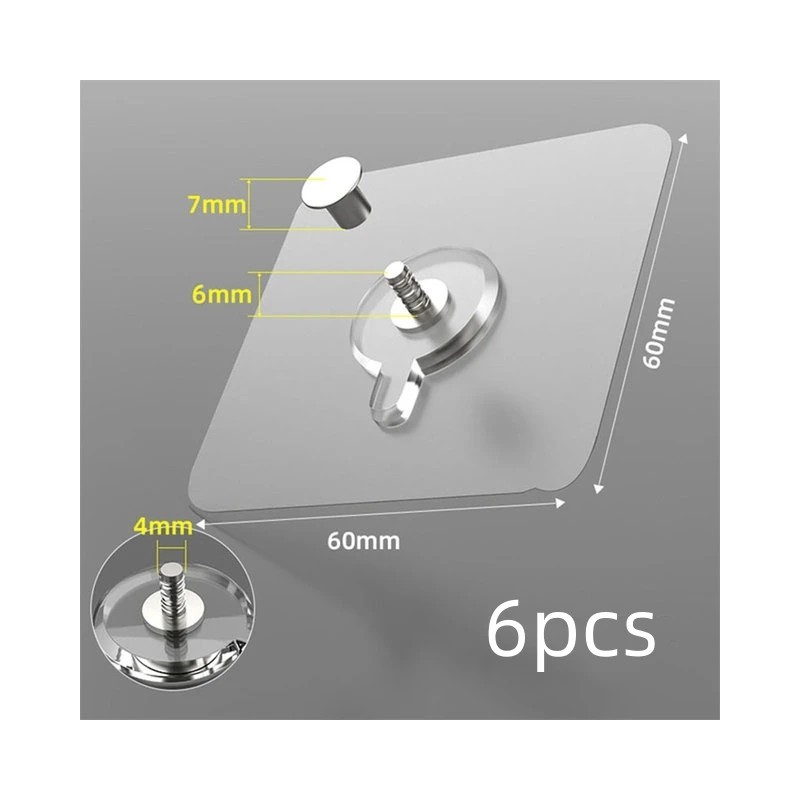 6 db PVC erős ragasztó szögek kampók poszter varrat nélküli fali kampó vízálló tartós átlátszó konyhai fürdőszoba csavaros kampó
