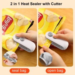 Pecsételőgép Újratölthető 2 az 1-ben zsákos Mini Heat Sealer Tárolótáska Műanyag csomagolású Snack Sealer Kézi Hőzáró élelmiszer