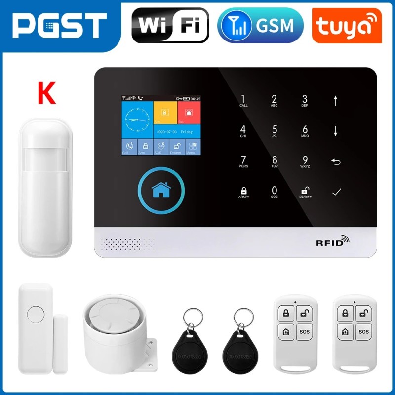 PGST 103 2,4 hüvelykes képernyő 4G 2G WIFI GSM Home Bulgar Security System for Home 433MHz APP Control RFID Card with PIR Motion