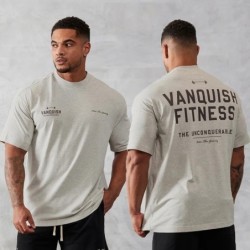 Férfi Vintage Túlméretes póló Nyári Új Sport Fitness Pamut Legénynyak Rövid ujjú Kocogó Gym Futó Edző pólók