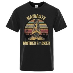 Vintage Namaste Mother Explicit Vicces póló Póló Férfi póló Női Pamut pólók Felsők Bő, rövid ujjú Túlméretezett ruházat