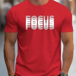 Férfi 100% pamut alkalmi sport laza oversize Focus print kerek nyakú rövid ujjú póló felső