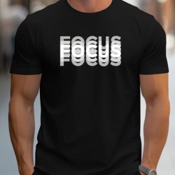 Férfi 100% pamut alkalmi sport laza oversize Focus print kerek nyakú rövid ujjú póló felső