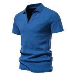 Férfi Henley ing Slim Fit pamut rövid ujjú alkalmi póló Jogger férfi pólók bő felsők