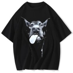 Férfi Gothic Letter Dog Nyomtatott póló Hip Hop Streetwear Punk Nyári Vintage Mosott Oversized pólók Felsők férfi ruházat