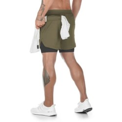 Camo Running Shorts Férfi Gym Sport Shorts 2 Az 1-ben Gyors Száraz Edzés Edzés Gym Fitness Kocogás Rövidnadrág Nyári Férfi Short