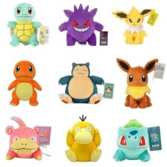 Kiváló minőségű Pikachu plüss baba Eevee Charmander Squirtle Bulbasaur Snorlax Charizard Claw Machine töltött játék gyerekeknek 