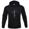 "Faith" Men's Casual Sports Hooded Crew Neck Oversized Fashion Letter Print Sweatshirt Fleece Hoodie Men's Clothing Fashion