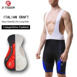 X-TIGER Kerékpáros előke Rövidnadrág Biciklinadrág Triathlon 5D Gél Párnázott Pro Lycra Kerékpáros rövidnadrág Légáteresztő férf