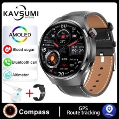 GT4 PRO Smart Watch Férfi karóra 4 Pro AMOLED HD képernyő Bluetooth hívás GPS NFC Pulzusszám BloodSugar SmartWatch 2024Új Androi