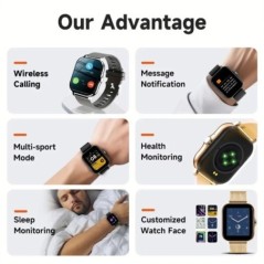 2023-as ÚJ SmartWatch Android telefon, 1,44 hüvelykes színes képernyő, teljes érintőképernyős, egyedi tárcsás okosóra női Blueto