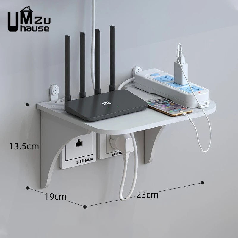 Router Lebegő polc akasztós állvány Multi Tap Outlet Wifi TV Set Top Box Board Rejtett konzol Tároló Szervező Fali tartó