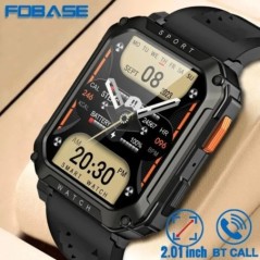 FOBASE T8 PRO 2,01 hüvelykes férfi kültéri, strapabíró katonai BT Call Smart Watch Sport Fitness Tracker szívmonitor Android IOS