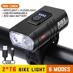 BK02 kerékpáros lámpa USB újratölthető T6 LED kerékpár lámpák 6 módos MTB zseblámpa kerékpáros fényszóró kerékpáros kerékpár els