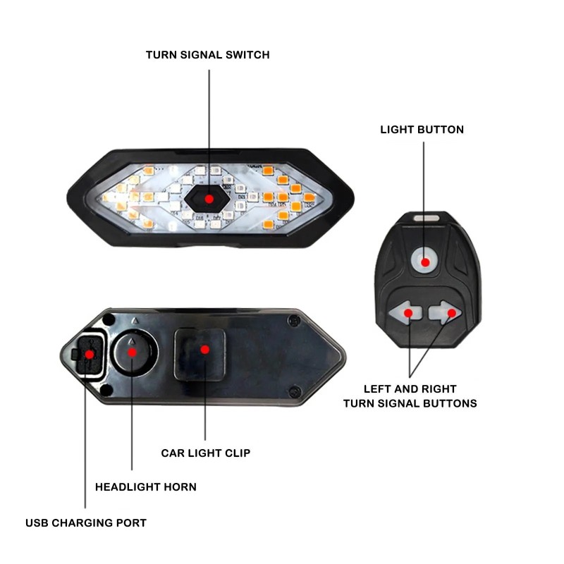 Kerékpár irányjelző hátsó lámpa távirányítós kerékpár lámpák LED USB újratölthető kerékpár lámpa kerékpár vezeték nélküli figyel