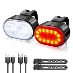 Kerékpáros kerékpár első hátsó lámpakészlet kerékpár USB töltőfényszóró MTB vízálló hátsó lámpa LED lámpás kerékpáralkatrészek