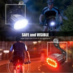 Kerékpáros kerékpár első hátsó lámpakészlet kerékpár USB töltőfényszóró MTB vízálló hátsó lámpa LED lámpás kerékpáralkatrészek